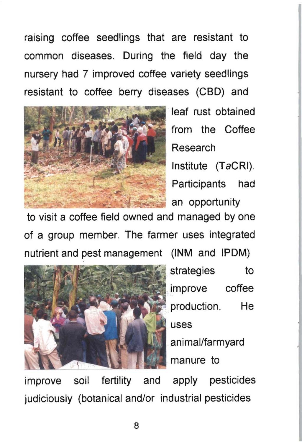 raising coffee seedlings that are resistant to common diseases.