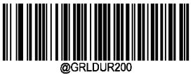 To program this parameter, scan the Good Read LED Duration barcode, the numeric barcodes and the Save barcode.