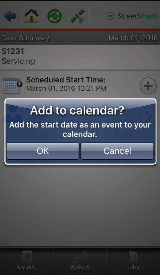 To add the job to your calendar, tap on the