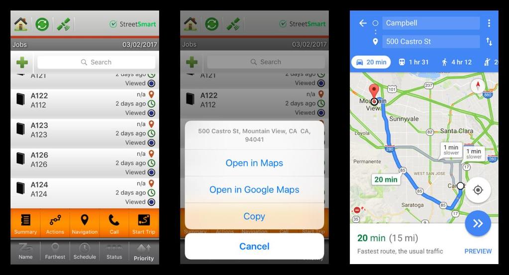 5.4. Navigate to Job Location You can navigate to job location using ios maps or Google maps.