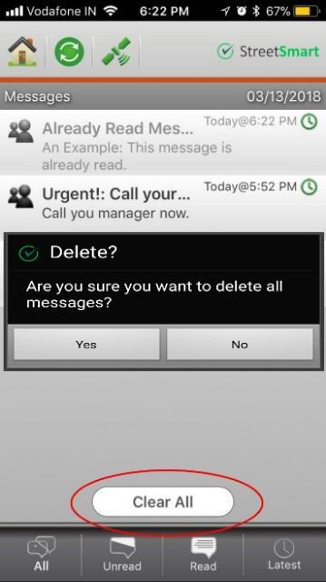 You can delete all messages by taping on Clear All, in each category.