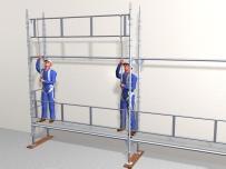 ERECTION Erection of upper guardrail frames Raise guardrail frames from the lower platform and fix them in