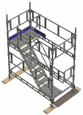 ERECTION B 7. Install a compact folding guardrail frame A to stair handrail and standard on the lowest landing. Install double beam rider B on the guardrail frame. A 7. 8. C B A 8.