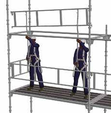Methods of erection when guardrail frame is fitted in advance SAFE SCAFFOLDING Use HAKI s advanced guardrail tool (or the aid of other guardrail fitting devices) to fit