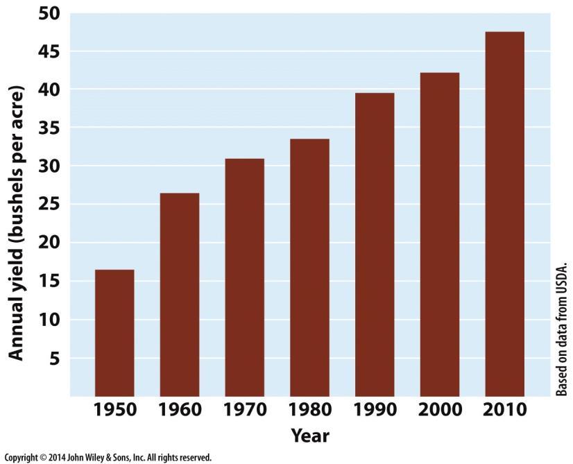 Challenges of Agriculture Increasing crop yields Scientific advances since 1940s have increased food production