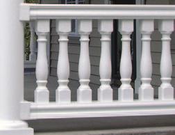 Vinyl balustrade, unlike bulky cement or expensive urethane balustrades, is lightweight, easy to install and comes with a Limited Lifetime Warranty.