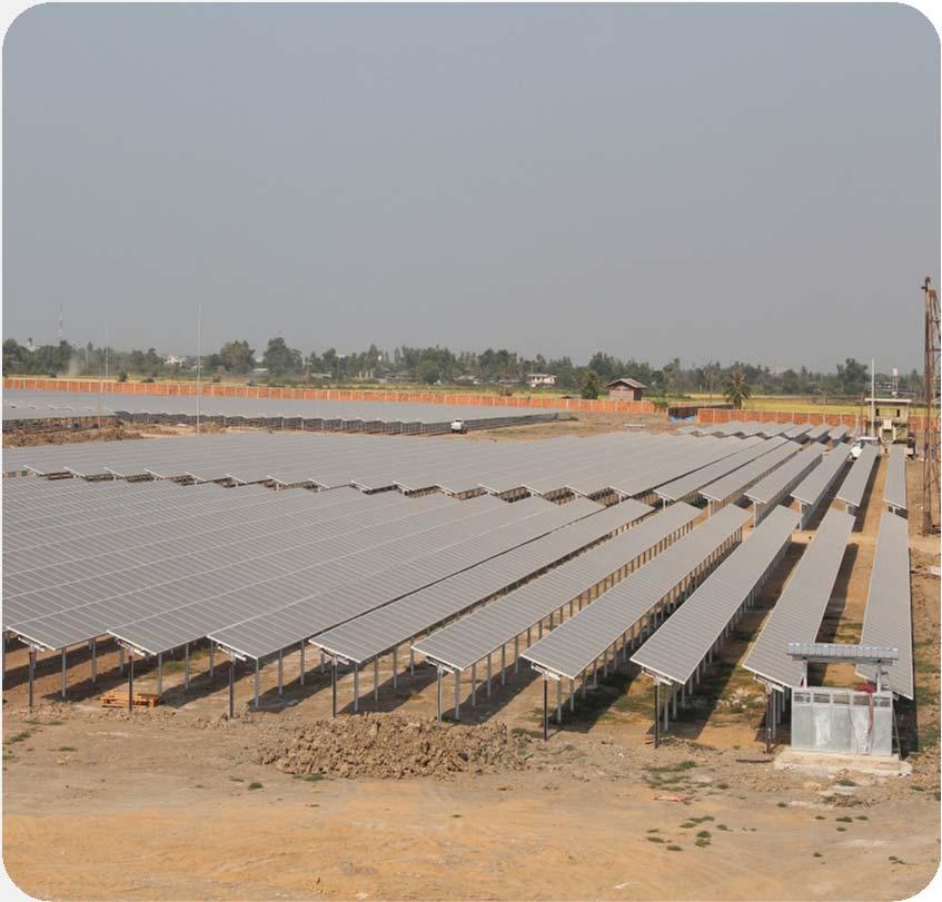 Project Name: Thaiand 9 MWp Power Pant Location: Nakhon Prathom, Thaiand Size: 9 MWp Project Area: 128,000 m² Expected Annua Output: 13,927 MWh/year System Type: Fixed Decentraized System Modue