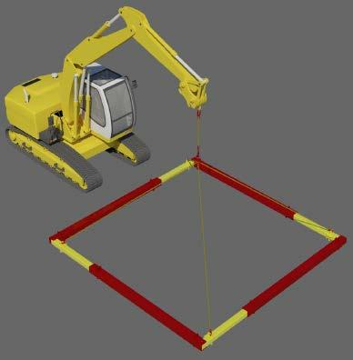 Description Simple to assemble, four sided, hydraulic bracing frame system designed to be used with steel trench sheets or sheet piles to brace small cofferdams for the safe installation of manholes,