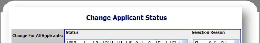 Under the Status column appears a drop down menu of the statuses an applicant could be changed to.