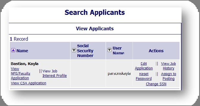 Some users will also have the ability to search applicants by name, to do so select Search Applicants from the left hand navigation bar under the Applicants heading.