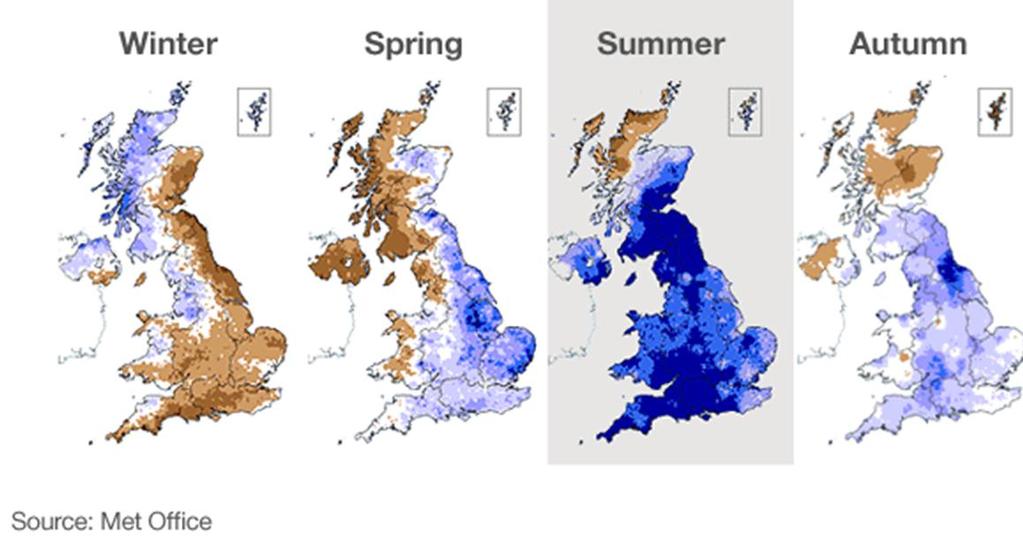 Soggy Scotland and UK south and east