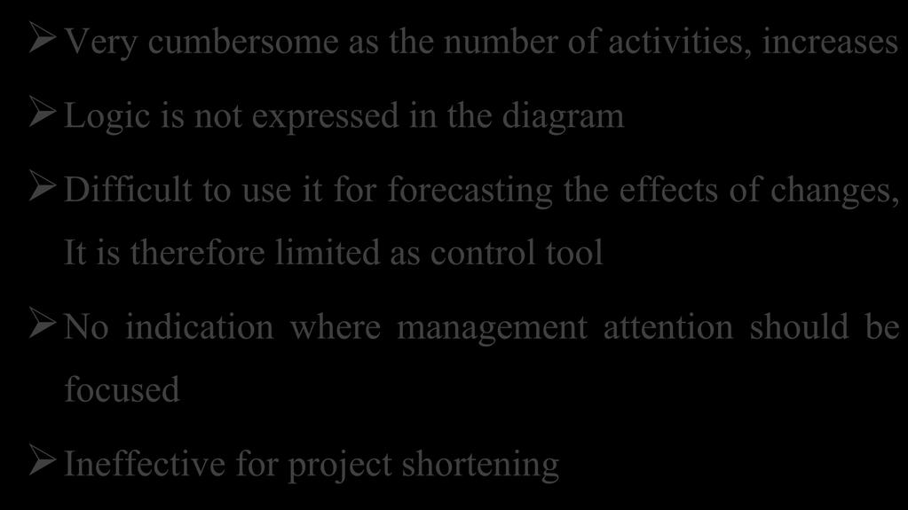 forecasting the effects of changes, It is therefore limited as control tool