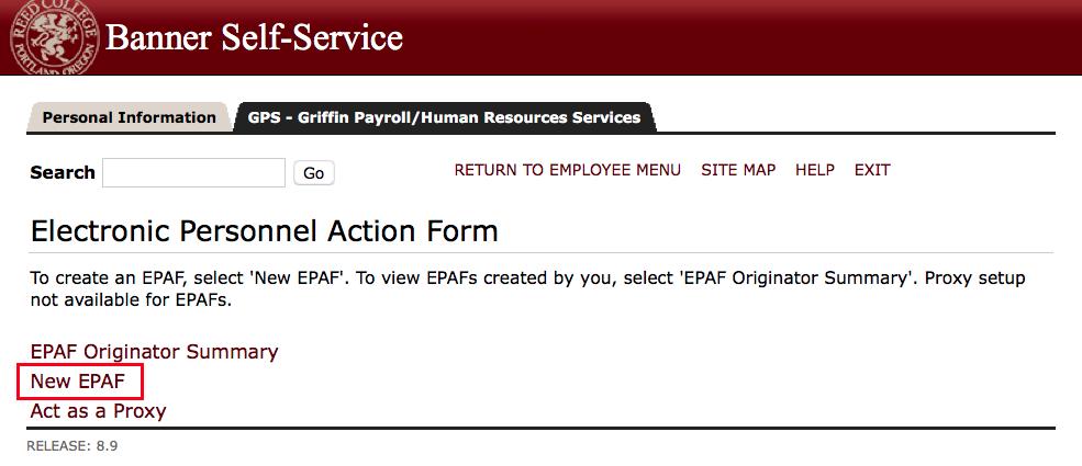 Select New EPAF to