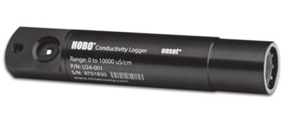 HOBO U24 Conductivity Logger (U24-001) Manual The HOBO U24 conductivity logger measures actual conductivity and temperature, and can provide specific conductance at 25 C with the HOBOware