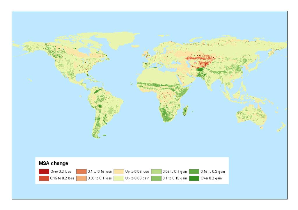 Reducing biodiversity loss in 2050 relative to