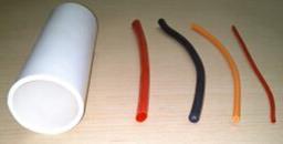 Silicone rubber sleeves / Tubes: Sizes: Regular sizes: From: 0.50 mm (I D) x 1.00 mm (O D) to 25.00 mm (I D) x 27.00 mm (O D). Non standard or customised sizes can be manufactured as per requirement.