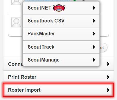 This is the fastest way to import. Step 4. Roster Import Via ScoutNET. You will be prompted to enter your ScoutNET Unit ID and ScoutNet Unit Password.