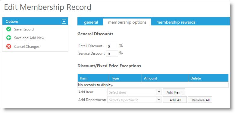 11 Envision Cloud Ultimate Edition Membership Programs - Options Tab Use this screen to setup a