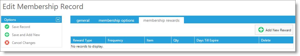 Membership Programs 12 Membership Programs - Rewards Tab Options on this screen can be