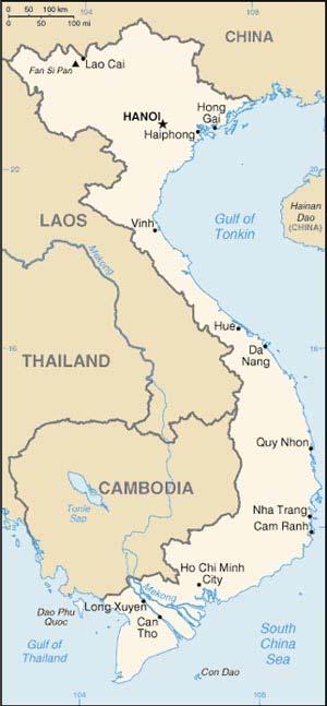 Geography Vietnam is a country bordered by the Pacific Ocean on the Eastern side Area: 331,114 sq. km. (127,243 sq. mi.