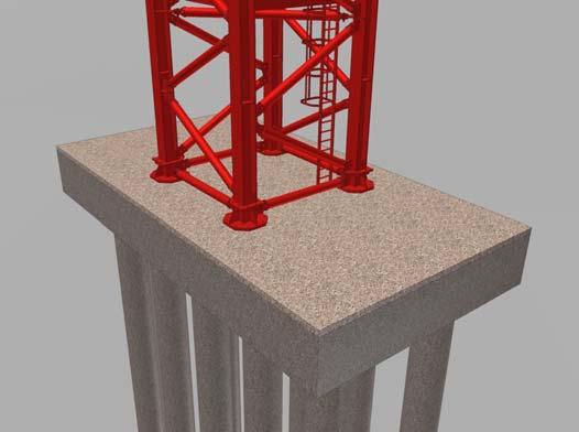 By extending the permanent vessel foundation slab, the DL-TS3000 lifting towers can transfer the erection forces directly to the permanent foundation piles or rock head.
