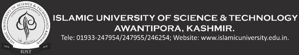 Expression of Interest for Supply and Installation of Laboratory Furniture For and on behalf of Vice Chancellor Islamic University of Science and Technology, Awantipora, Expression of Interest (EOI)