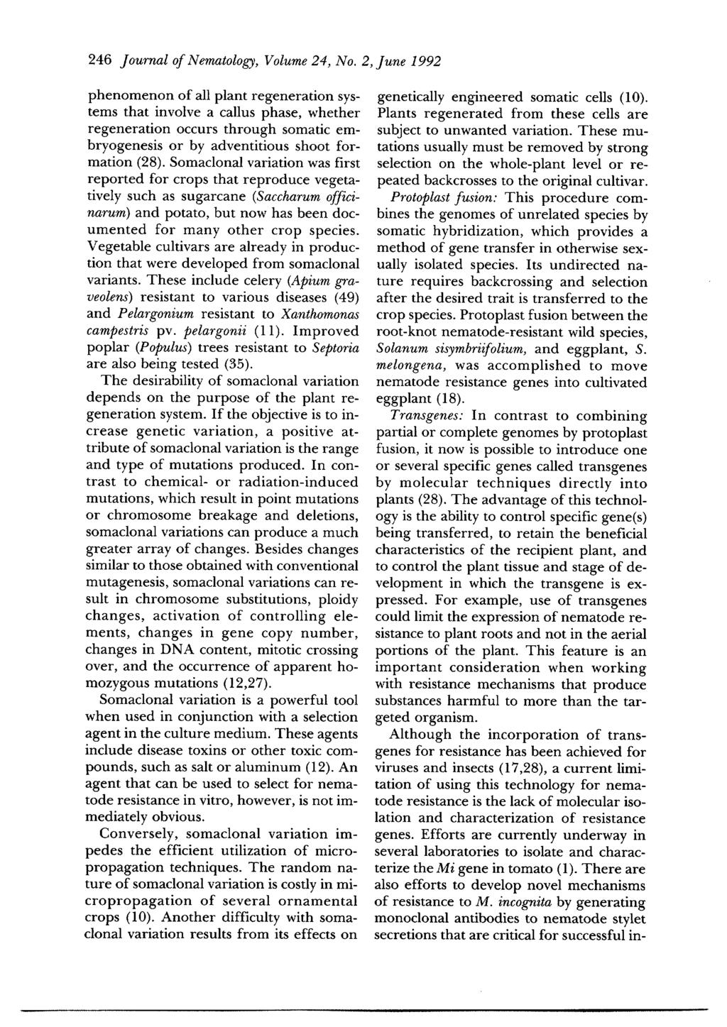 246 Journal of Nematology, Volume 24, No.
