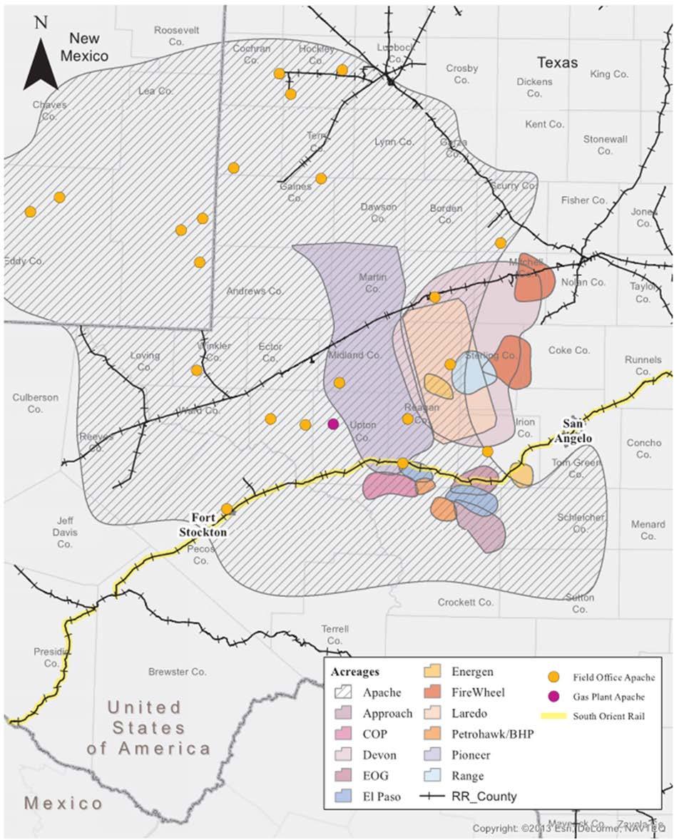 Figure 1-5: Acreages in the Permian Basin in Relation to the SORR Hydraulic fracturing and horizontal drilling techniques in shale plays are making oil production much more accessible and