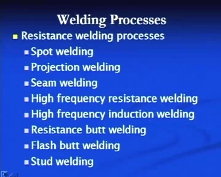 tungsten arc welding process, plasma arc welding, electro gas welding, laser beam welding, electron beam welding, oxy fuel gas welding.