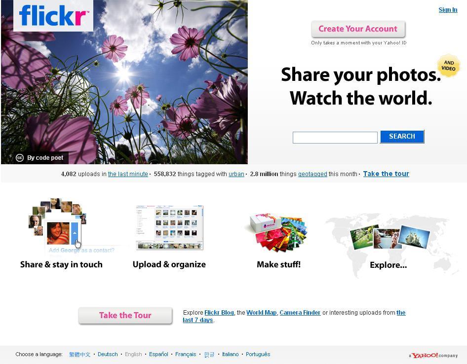 Flickr data set Photo sharing website 16 month period Growing # of users, final number ~800K ~340K users who have used the