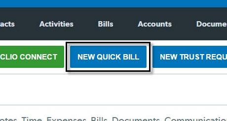 Quick Bill Quick Bills grab unbilled Time and Expense entries for individual Matters or