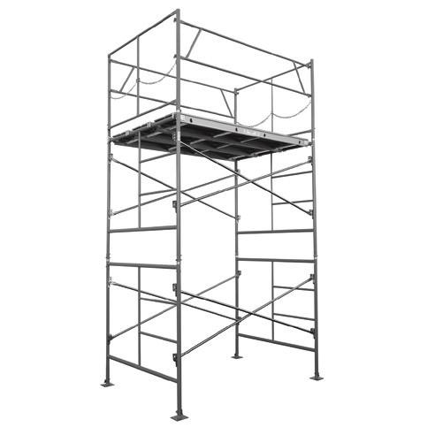 with coupling pins (6) Cross braces 7 ft. (4) Base plates (16) Gravity pins 10 Scaffold Tower with Baseplates (4) Ladder frame - 5 ft. x 5 ft.