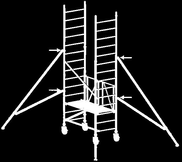 Assembly Procedure ASSEMBLY FOR Trade King 730 Mobile Tower Step 7. Fit stabilisers to each corner of the mobile scaffold tower to increase the effective base dimensions, as per the plan view shown.