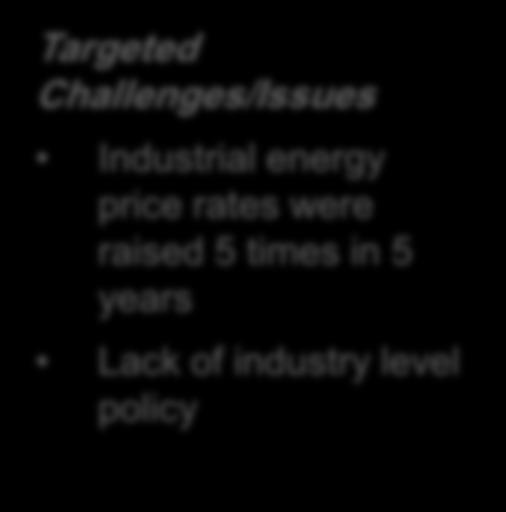 policy Diagnosis GHG emissions inventory Energy audits for 20 firms Cost-effective