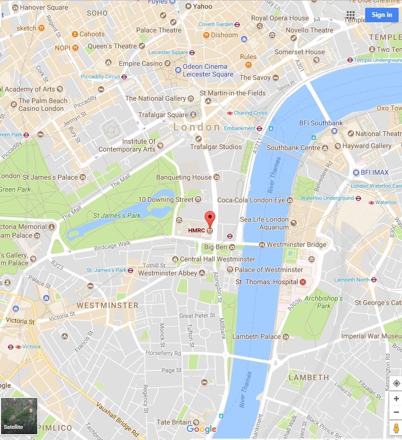 LOCATION 100 Parliament St, Westminster, London SW1A 2BQ HMRC is based in 100 Parliament Street which is in the heart of Central London.