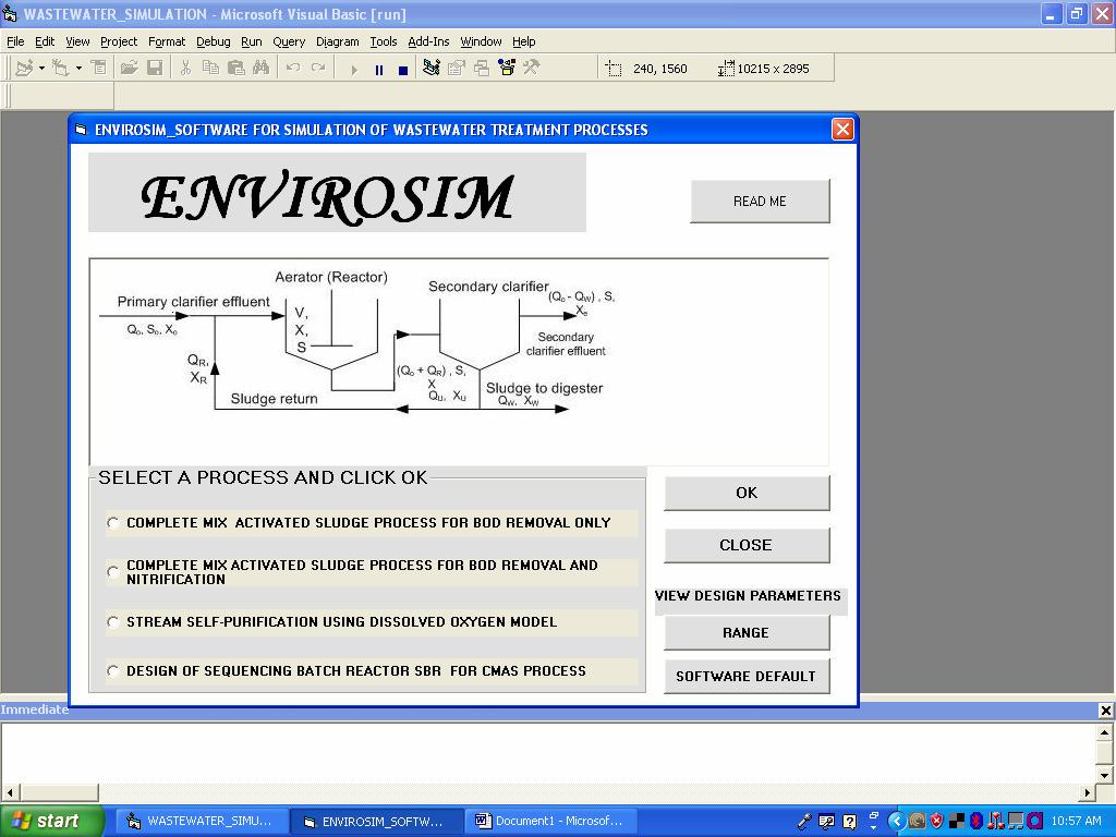 ACTIVATED SLUDGE PROCESS SIMULATOR ASP-SIM PART 2: 17 How to Use the Software The software requires wastewater characteristics as input data through the key board using visual basic textbox or