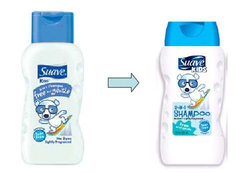 Redesign - Shape & Volume Suave Kids Reduced plastic resin by 13%, added