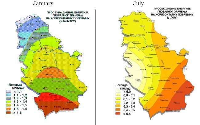 Solar Average yearly insolation in Serbia about 1,400 kwh/m² Average daily value about 3.8 kwh/m² If each housing unit (2.