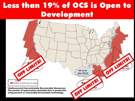 For example, over 80% of the nation s oil and natural gas resources on the Outer Continental Shelf is completely off-limits to exploration