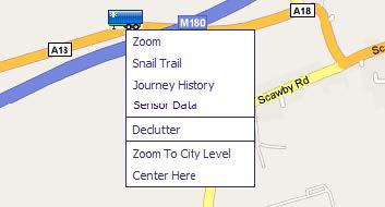Asset Icon Context Menus Using the mouse to right-click an asset icon on the map invokes a context menu that allows asset data such as snail trails, temperature charts and