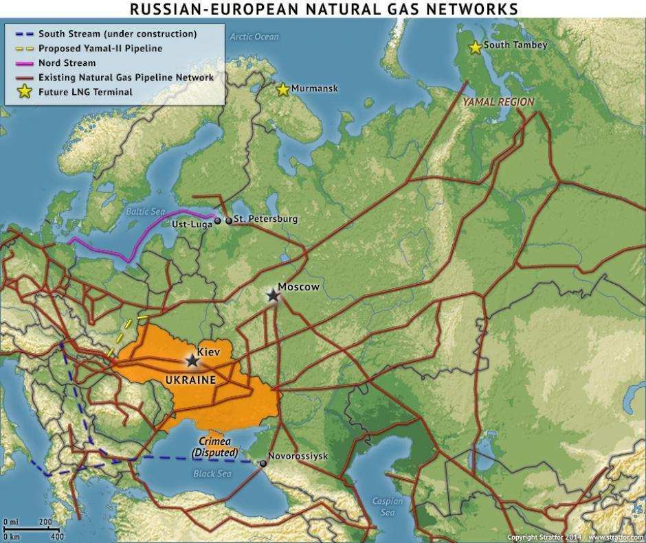 Russian-European Natural Gas Networks Russia exported 151 BCM of gas to Europe in 2012 Capacity of pipelines across Ukraine: 97 BCMA Capacity of pipelines