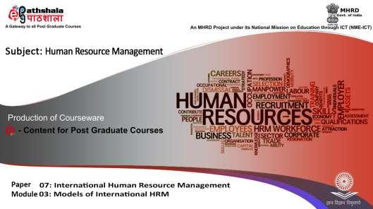 Items Description of Module Subject Name Human Resource Management Paper Name International