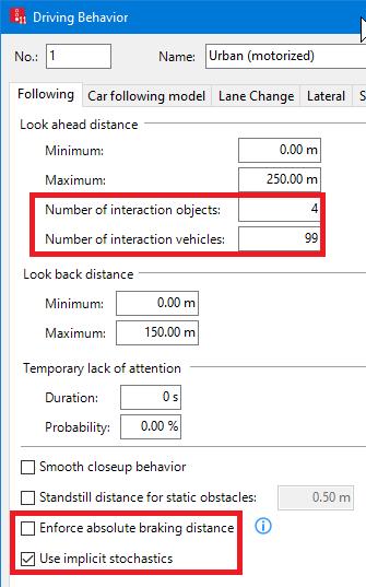 Vehicle Simulation 3 Vehicle Simulation 3.1 Driving Behavior Parameters (for Automated Vehicles) Multiple additional attributes are available in the driving behavior dialogs.