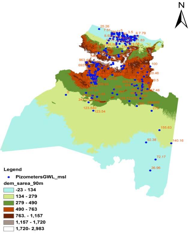 Muscat, 28/10/2014 Problems Associated with Groundwater in the Study Area Depletion of the Groundwater Water level in the different monitoring wells southern part catchments 40 35 Water Level 30 25