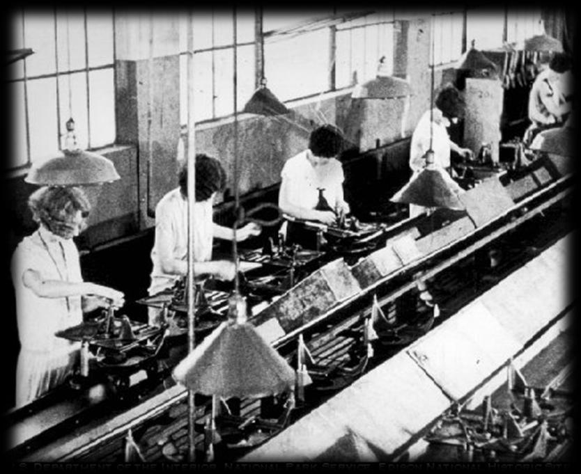 Mass production: making large quantities (amounts) of a product quickly and cheaply Factories would