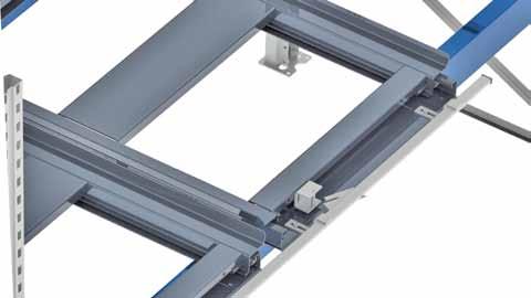 Safety lock A pull-out unit locking system avoids the danger of the cross-beam being overloaded. The lock is available for two, three or four pallet-width bays and locks one section at the time.