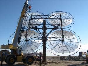 Solar Tower with Four Discs south, producing higher number of hours than single axis concentrator solar power (CSP) systems and flat-plate mounted Photovoltaic (PV) systems.
