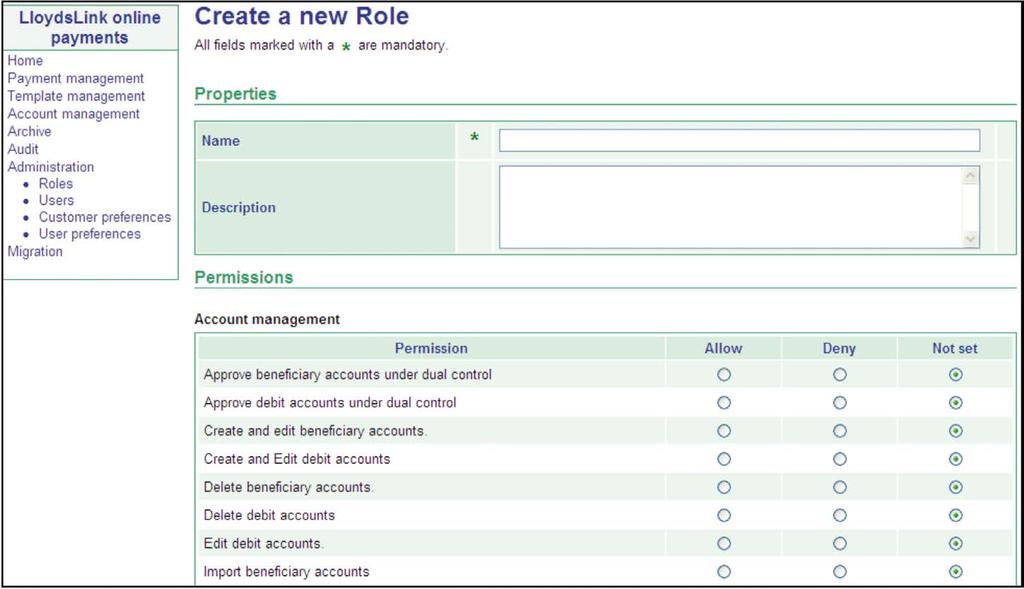 Creating Roles Roles can be created by any user with the appropriate permissions but must be allocated to a specific user by the Service Administrator.