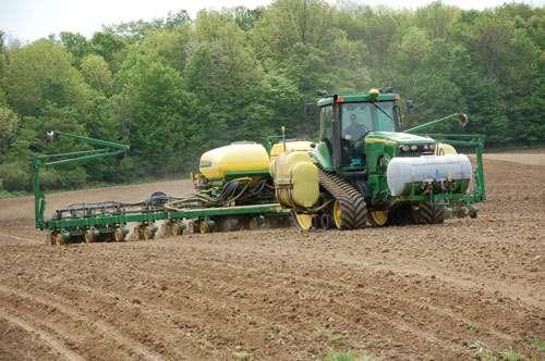 Applying nutrients to the soil: Nitrogen is normally injected as Anhydrous Ammonia (NH3), sprayed/injected as liquid 28 (28-0-0), or injected as starter fertilizer in the planter (i.e. 10-34-0).