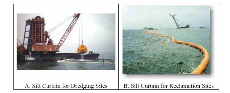 Figure 8.1 Different Types of Silt Curtain for Civil Work of the Project Silt curtain A will be used for encasing specific dredging sites, which are located around the Sokehs East Dredging Site.